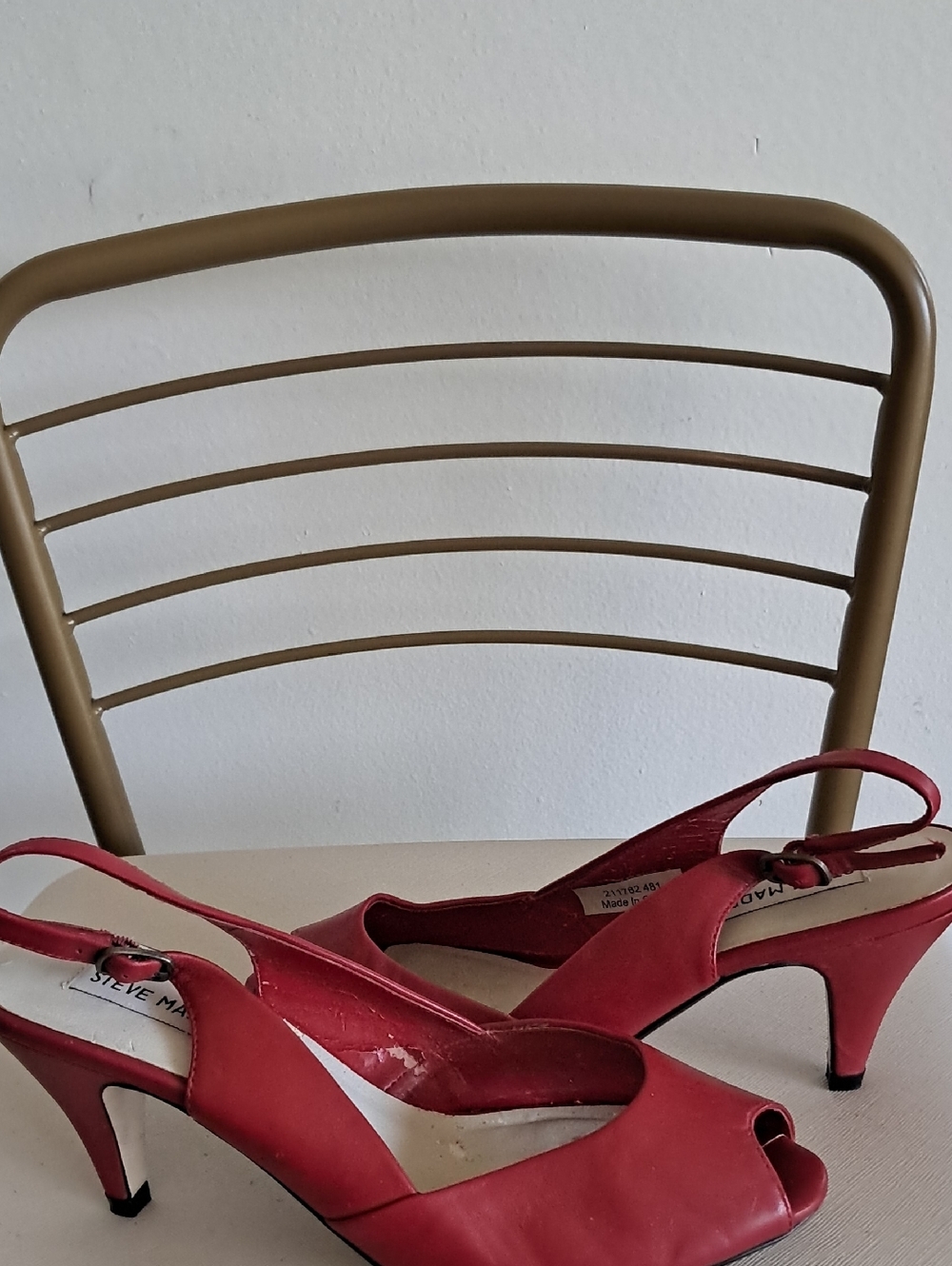 Steve Madden Red Slingback Peep-Toe Heels